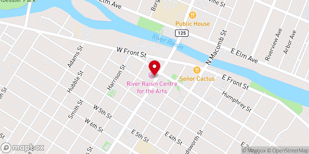 Map showing location of River Raisin Centre for the Arts