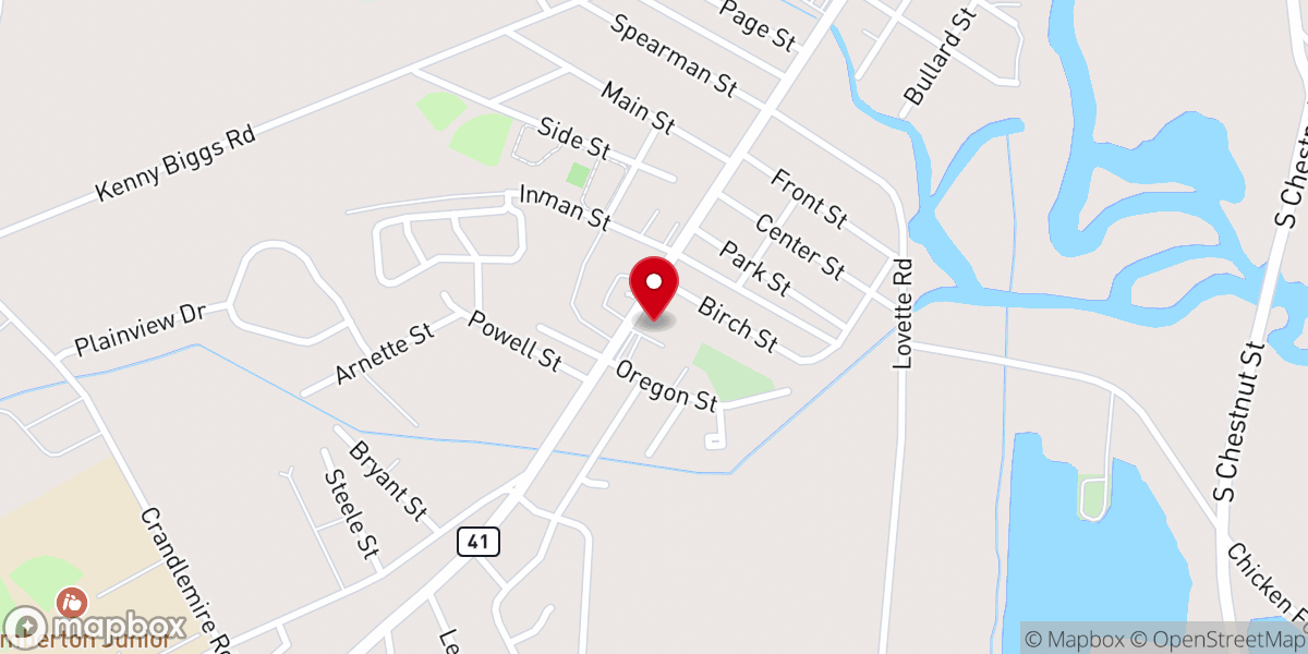Map showing location of Sandy Grove Baptist Church