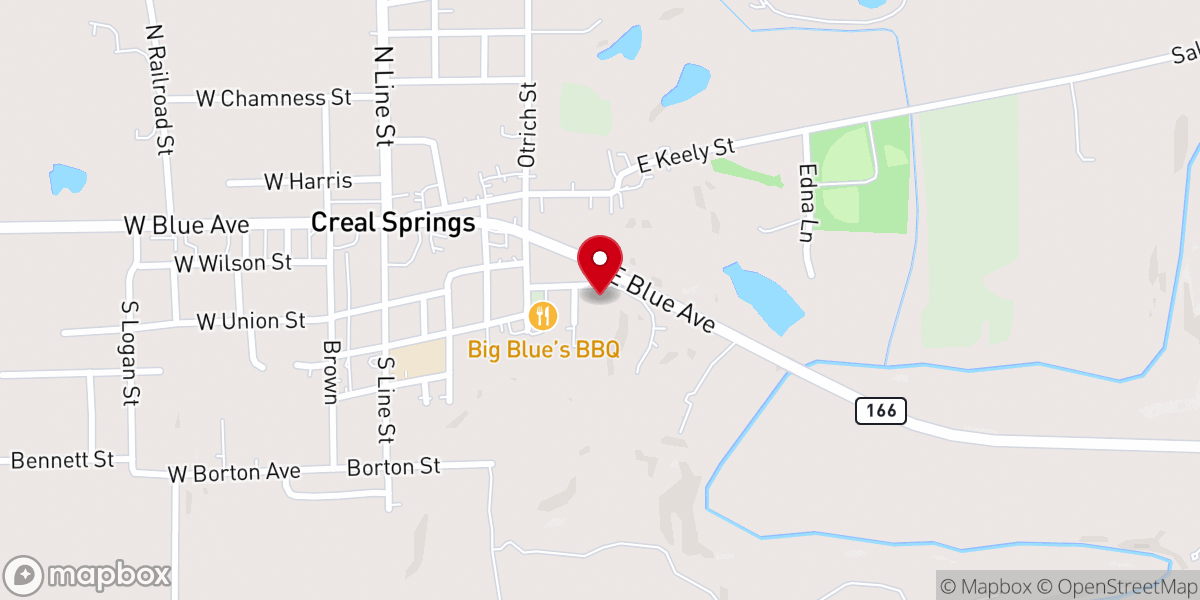 Map showing location of Creal Springs City Hall