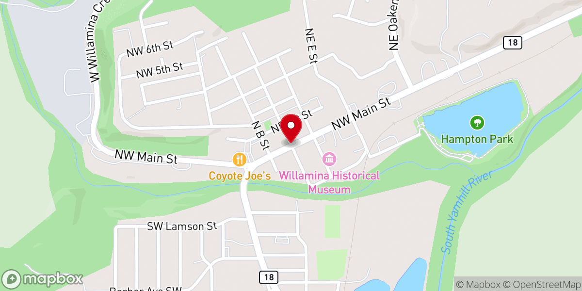 Map showing location of Willamina