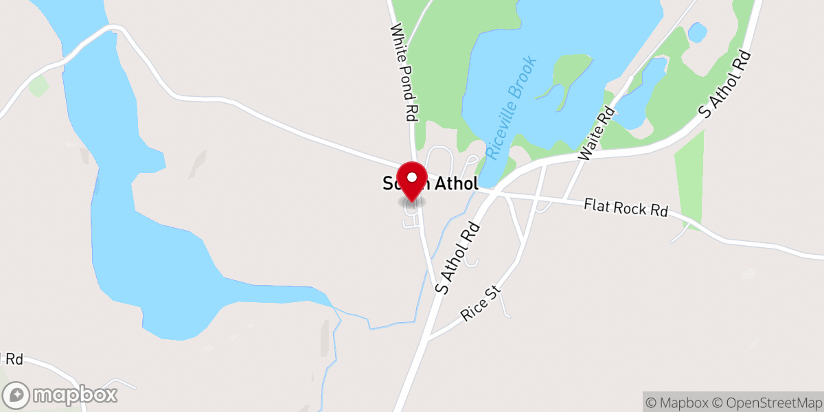 Map showing location of South Athol United Methodist Church