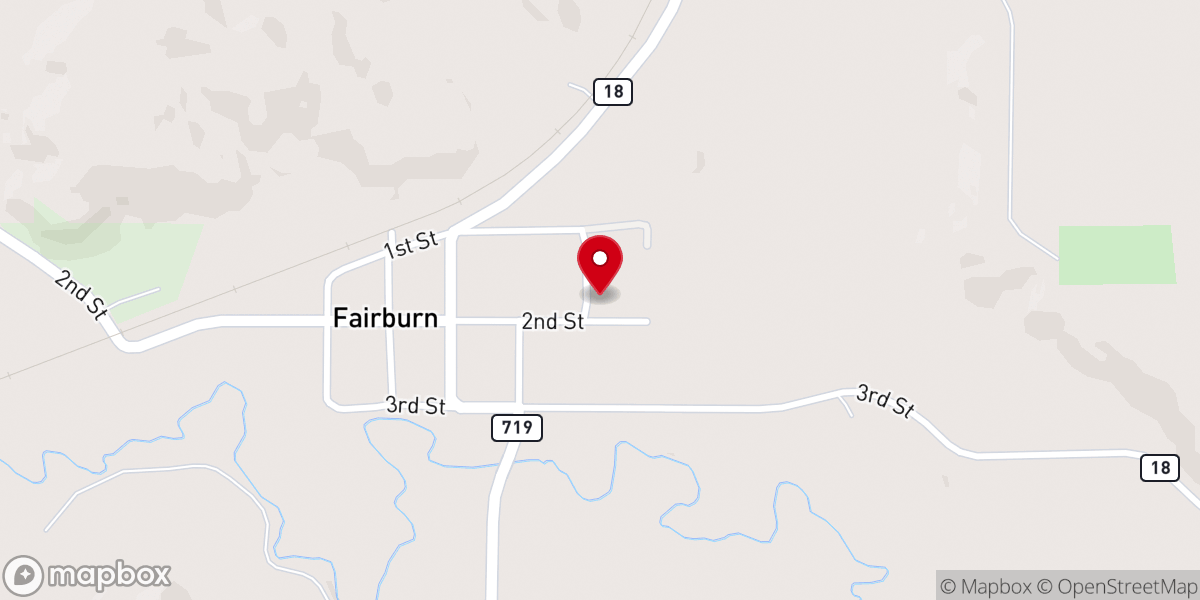 Map showing location of Fairburn Church