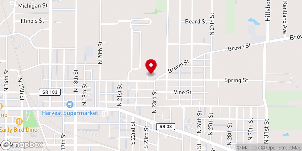Map showing location of First Bible Free Will Baptist