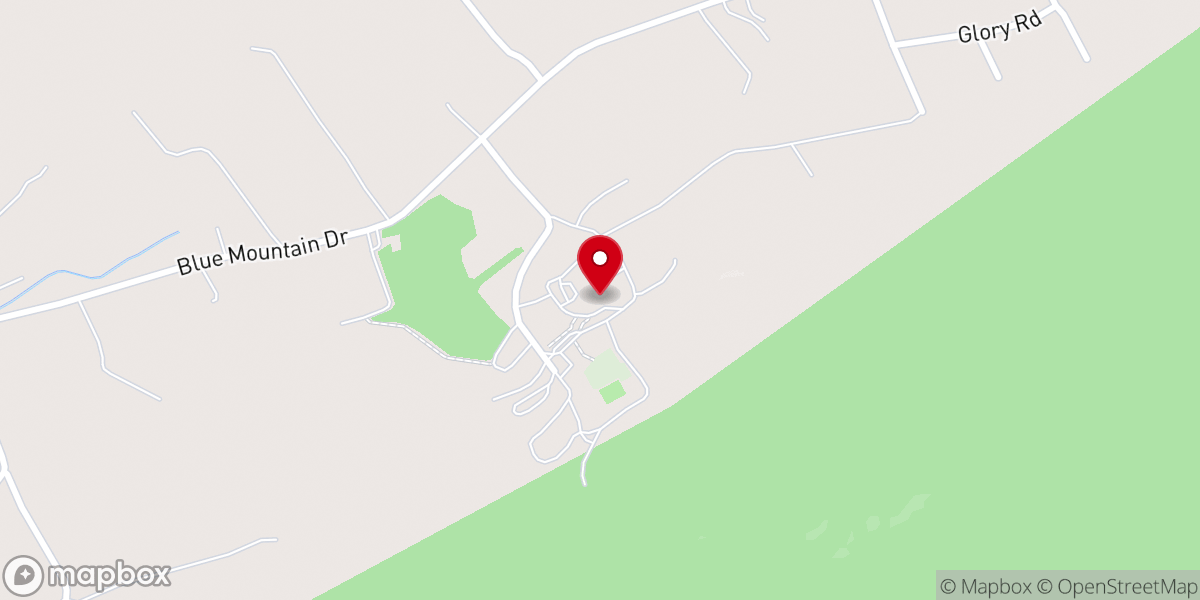 Map showing location of Blue Mountain Christian Retreat & Conference Center