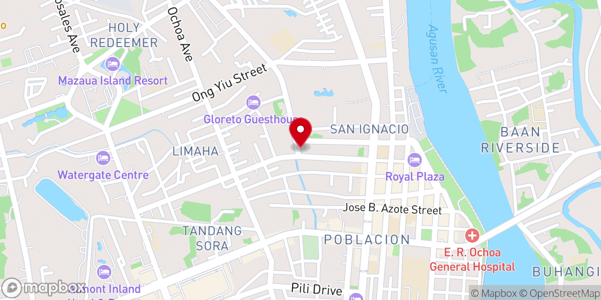Map showing location of Open Bible Christian Fellowship Butuan City