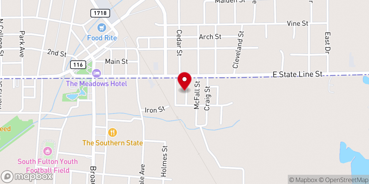 Map showing location of Mt. Olivet Baptist Church