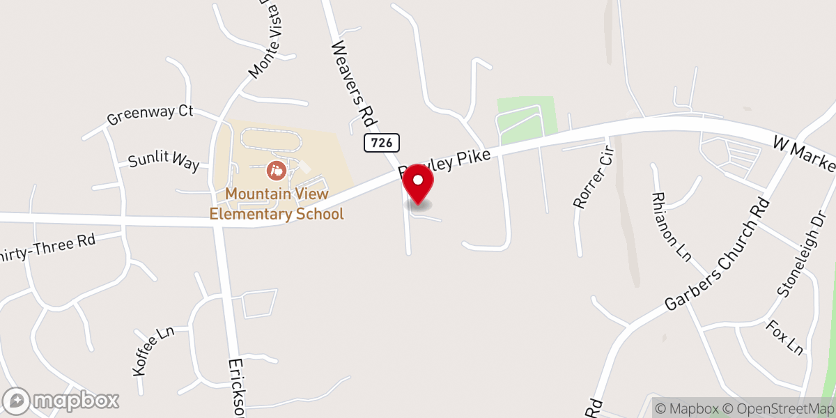 Map showing location of Weavers Mennonite Church