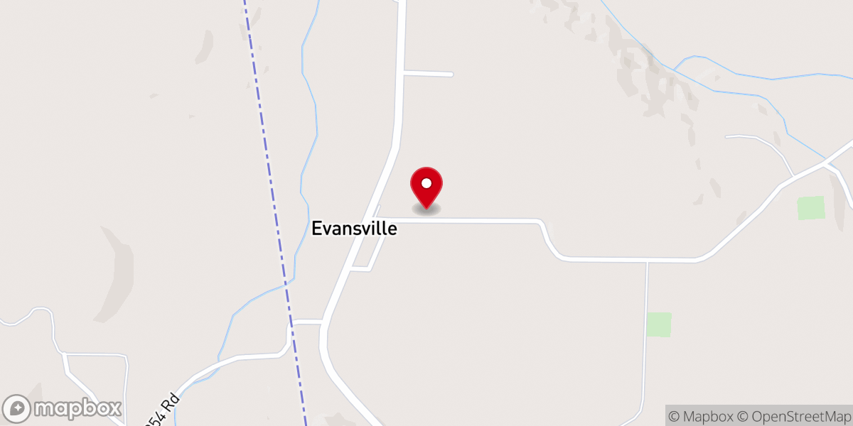 Map showing location of Evansville Communityn Church