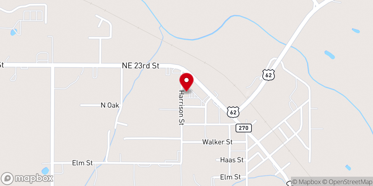 Map showing location of Harrah United Methodist Church