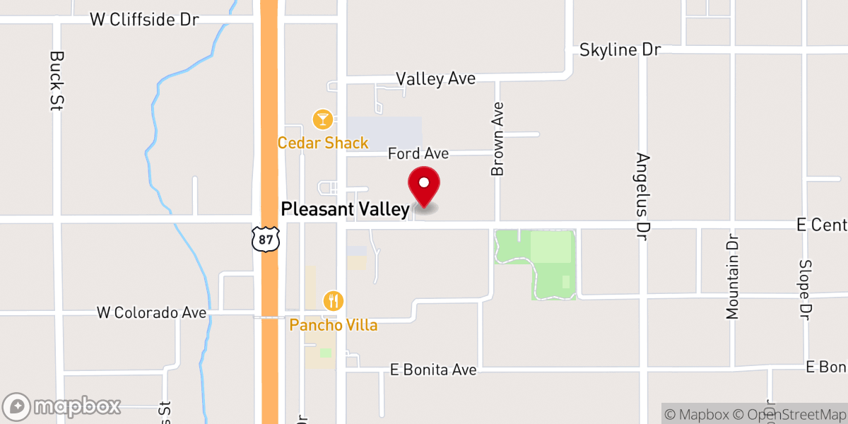 Map showing location of Pleasant Valley Christian Church