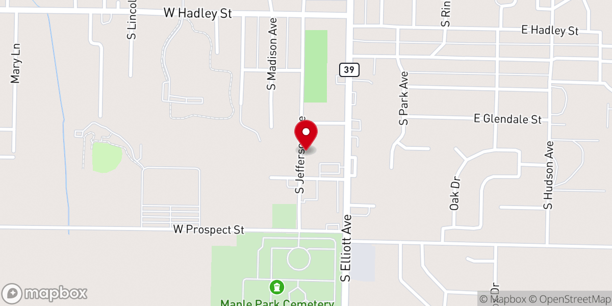 Map showing location of Aurora Fundamental Methodist Church