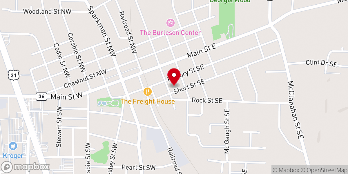 Map showing location of First Methodist Church of Hartselle