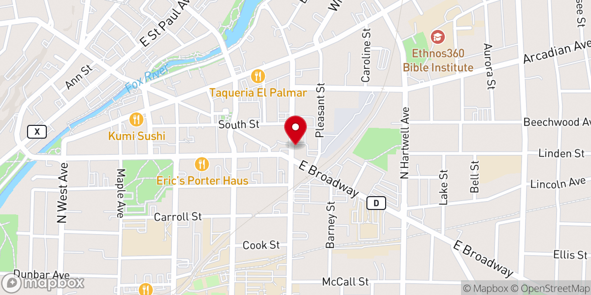 Map showing location of First Congregational Church