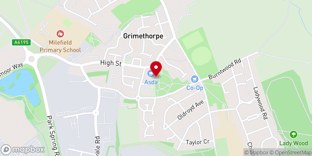 Map showing location of Grimethorpe Methodist Church