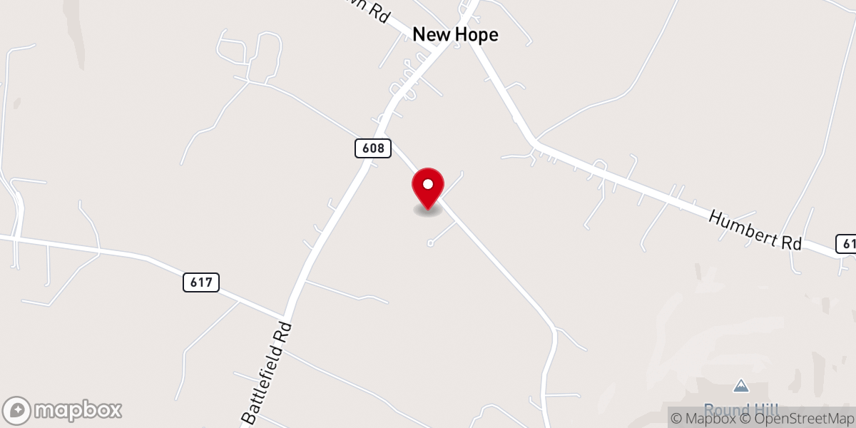 Map showing location of New Hope United Methodist Church
