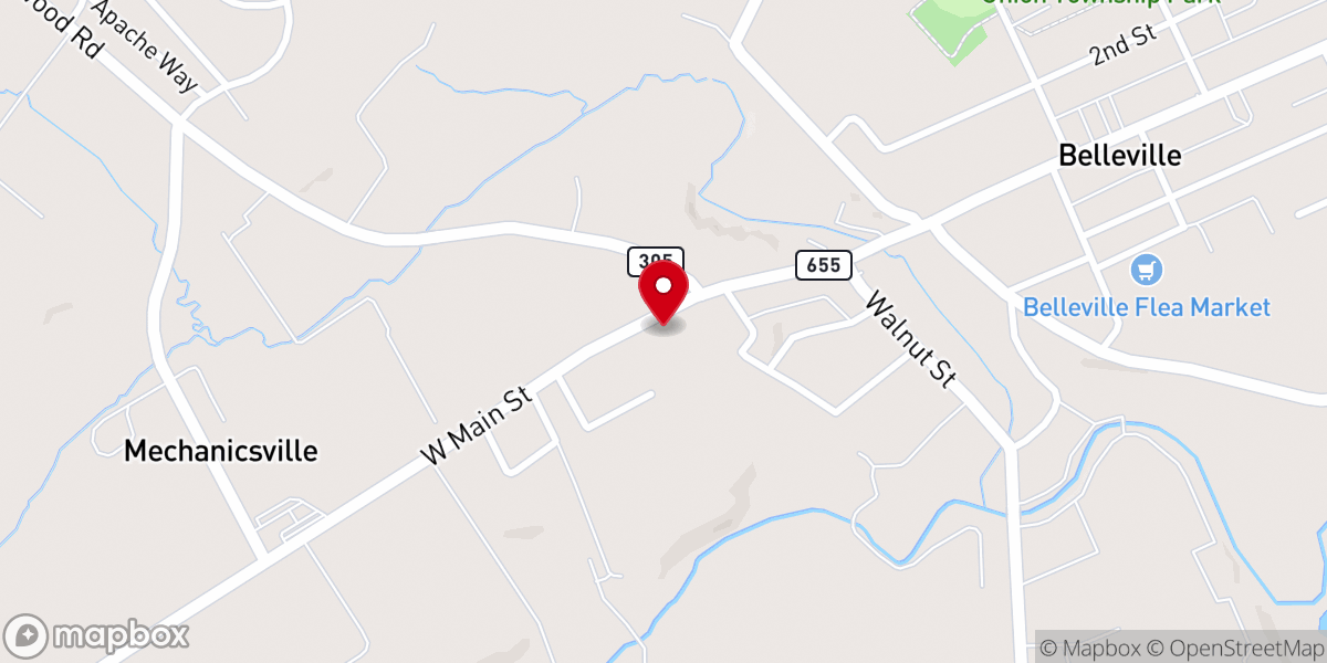 Map showing location of West Kishacoquillas Presbyterian Church