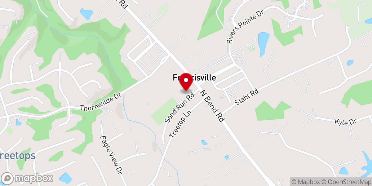 Map showing location of Sand Run Baptist Church