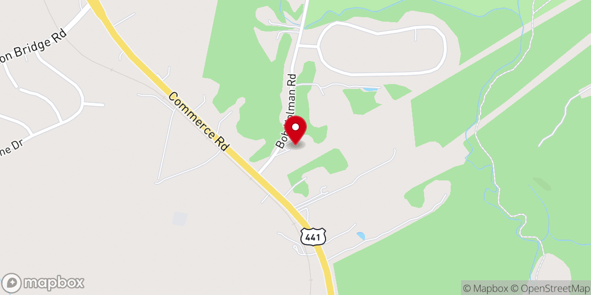 Map showing location of Sandy Creek Baptist Church