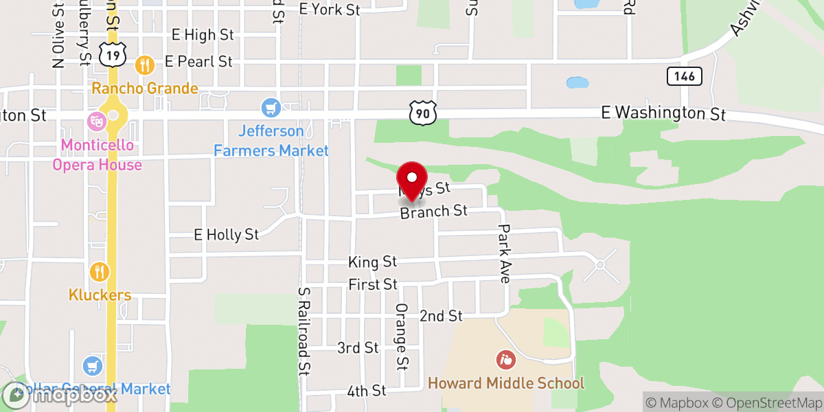 Map showing location of Monticello Church of God