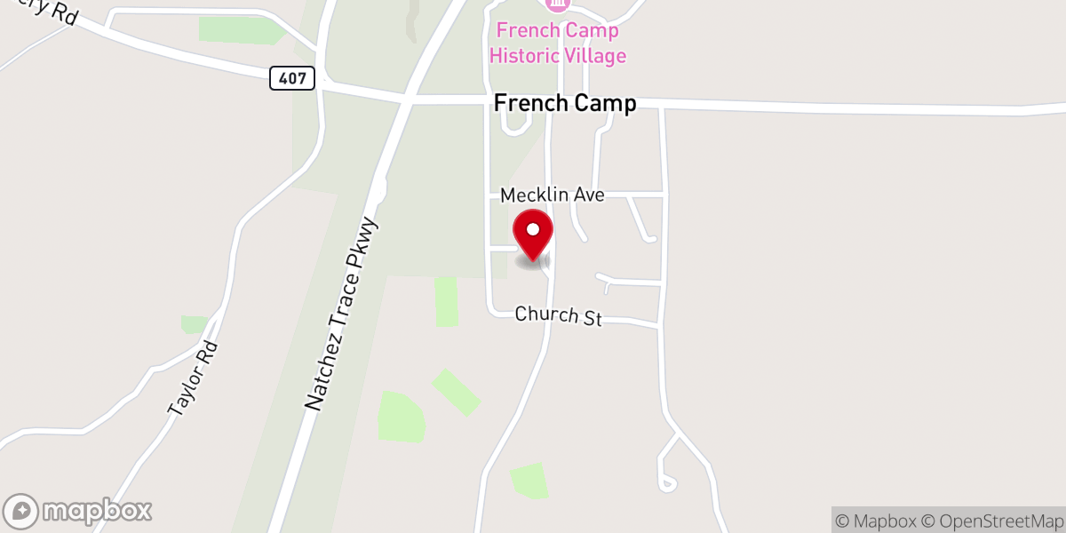 Map showing location of French Camp Academy
