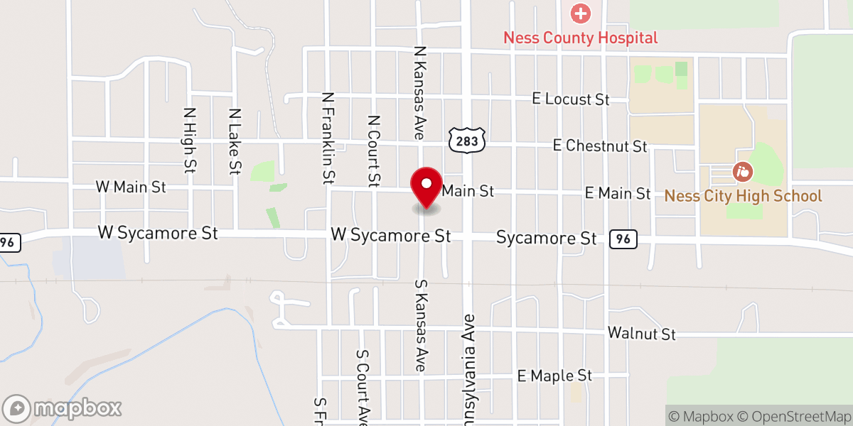 Map showing location of Ness County News