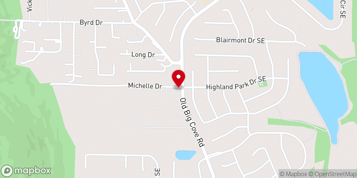 Map showing location of Big Cove Holiness Church