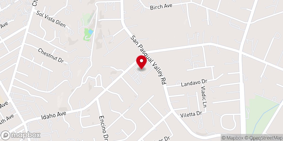Map showing location of Escondido Christian Church