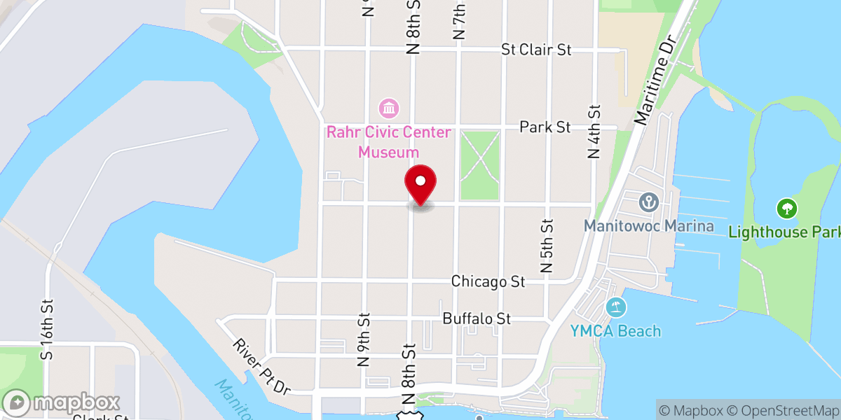 Map showing location of Manitowoc Antique Mall