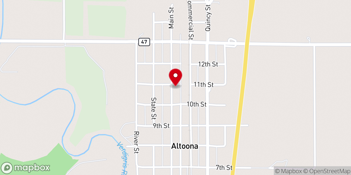 Map showing location of Altoona Christian Church