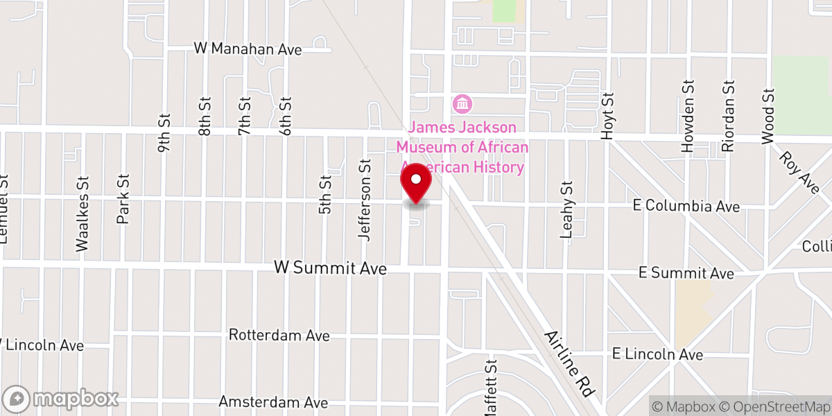 Map showing location of New Bethel Baptist Evangelistic