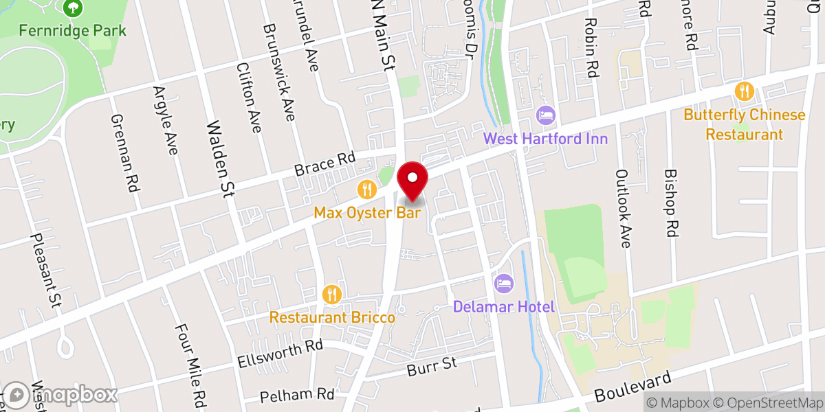 Map showing location of First Church West Hartford