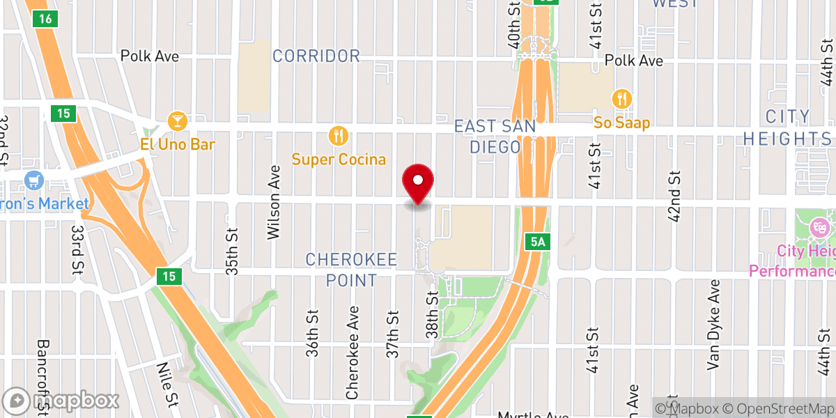 Map showing location of City Heights Assembly of God