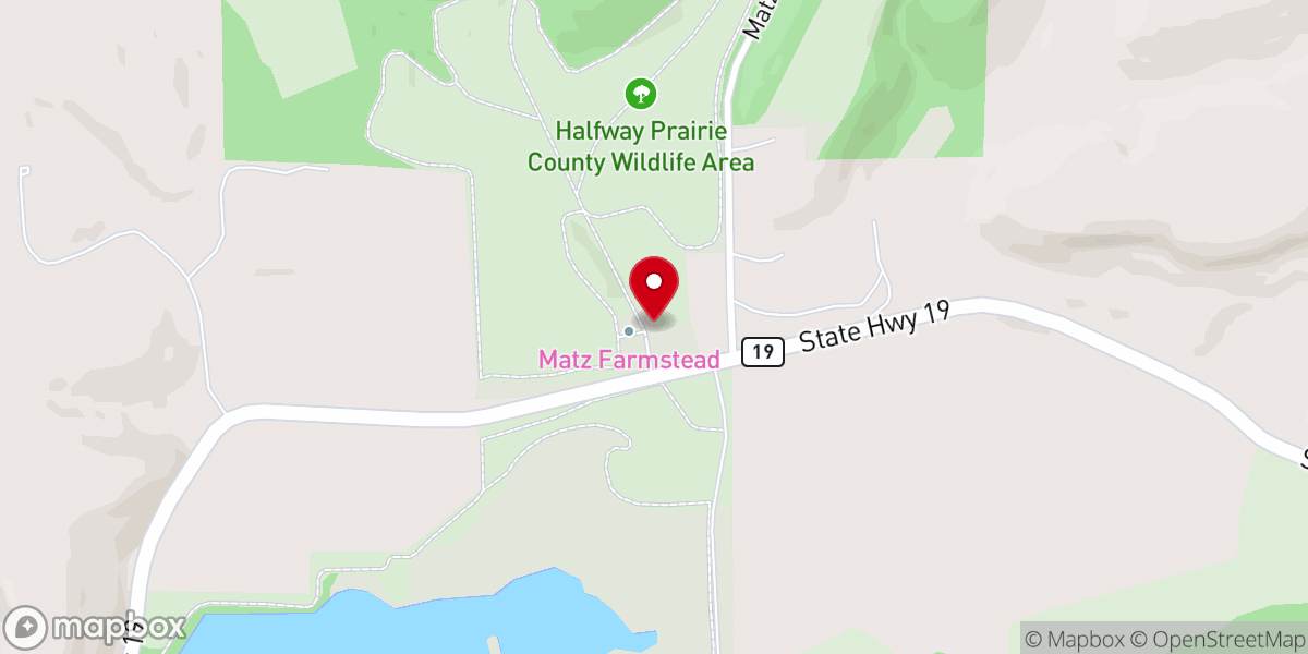 Map showing location of Matz Farmstead Ruins