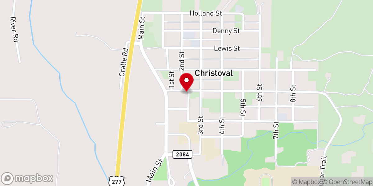 Map showing location of Christoval Methodist Church