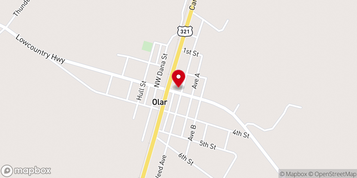 Map showing location of Town of Olar