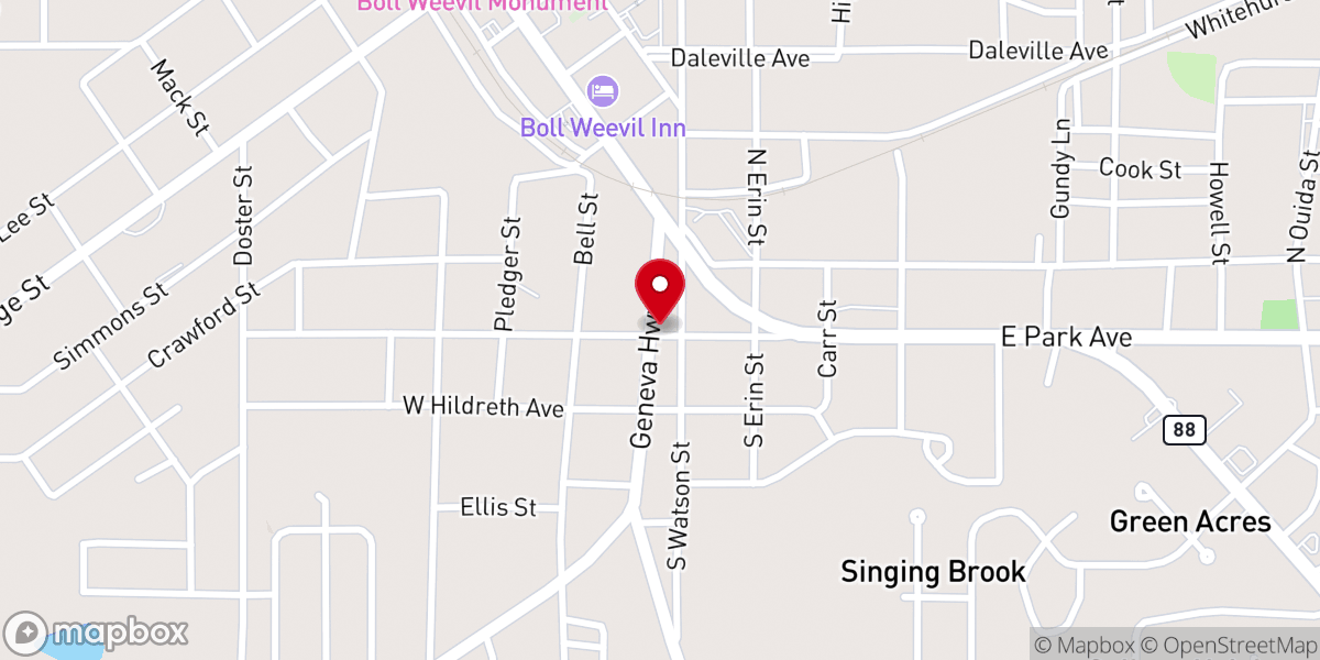Map showing location of Wiregrass Community Worship Center