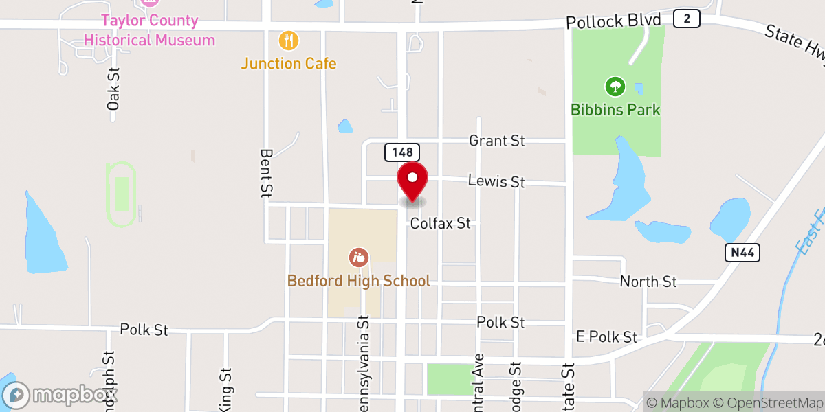 Map showing location of Bedford Seventh-Day Adventist Church