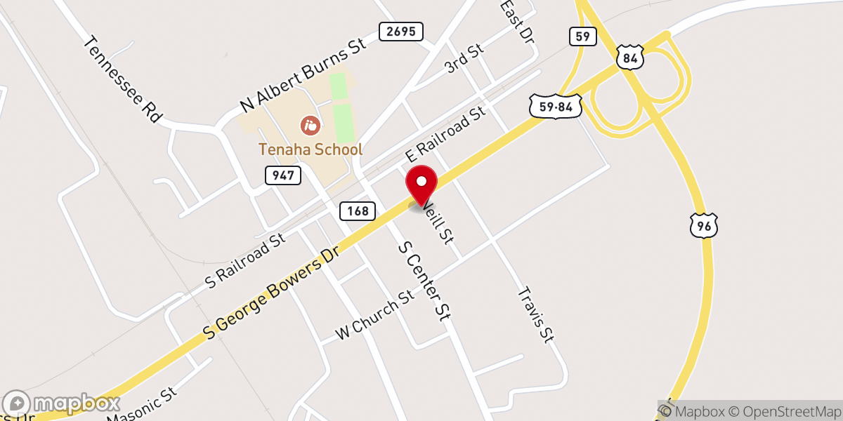 Map showing location of Tenaha City Judge