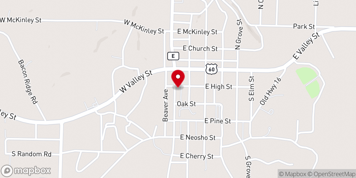 Map showing location of Granby First Baptist Church