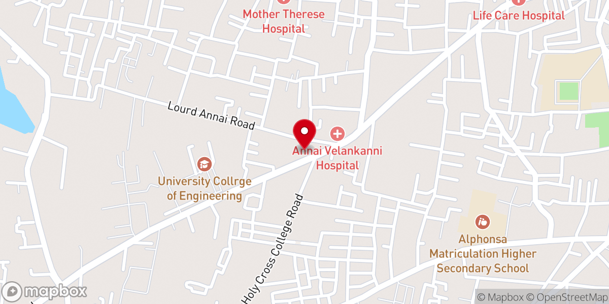 Map showing location of Church Of Our Lady Of Lourdes, Punnai Nagar.