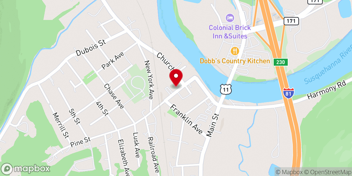 Map showing location of First Baptist Parsonage