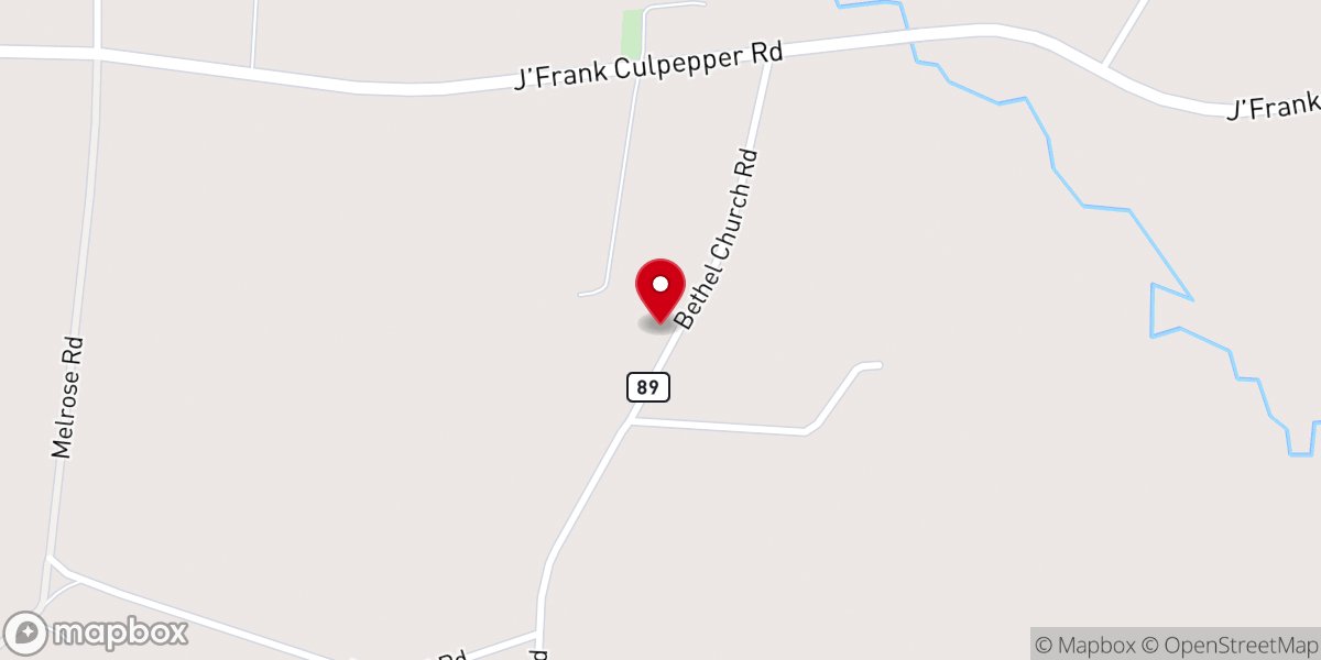 Map showing location of Bethel Church of God