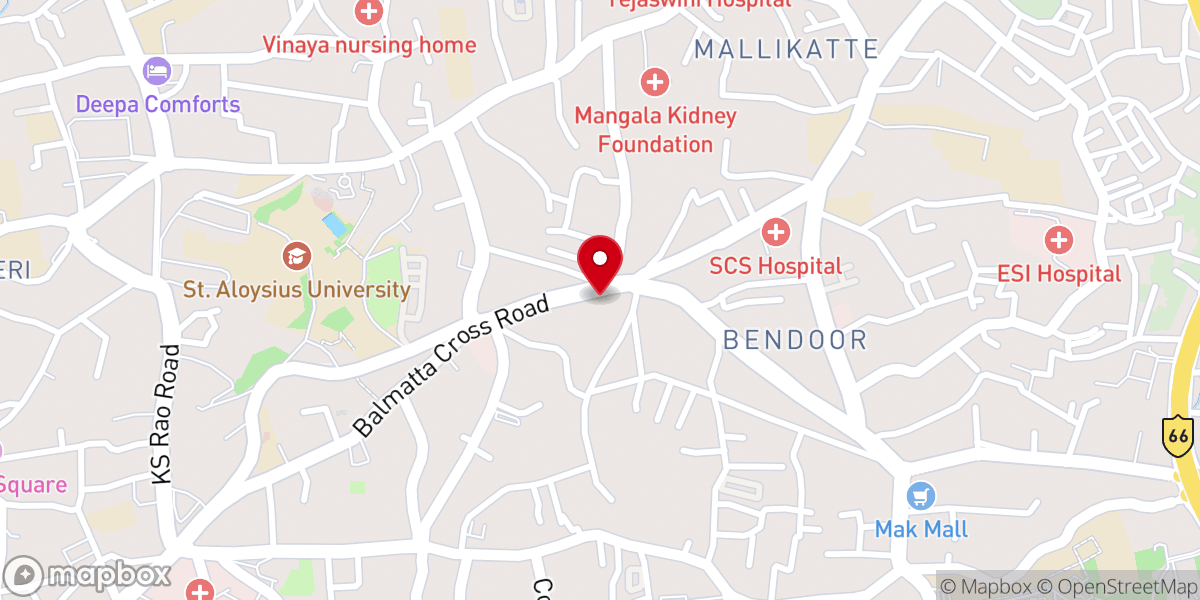 Map showing location of Mangalore Life Center Church
