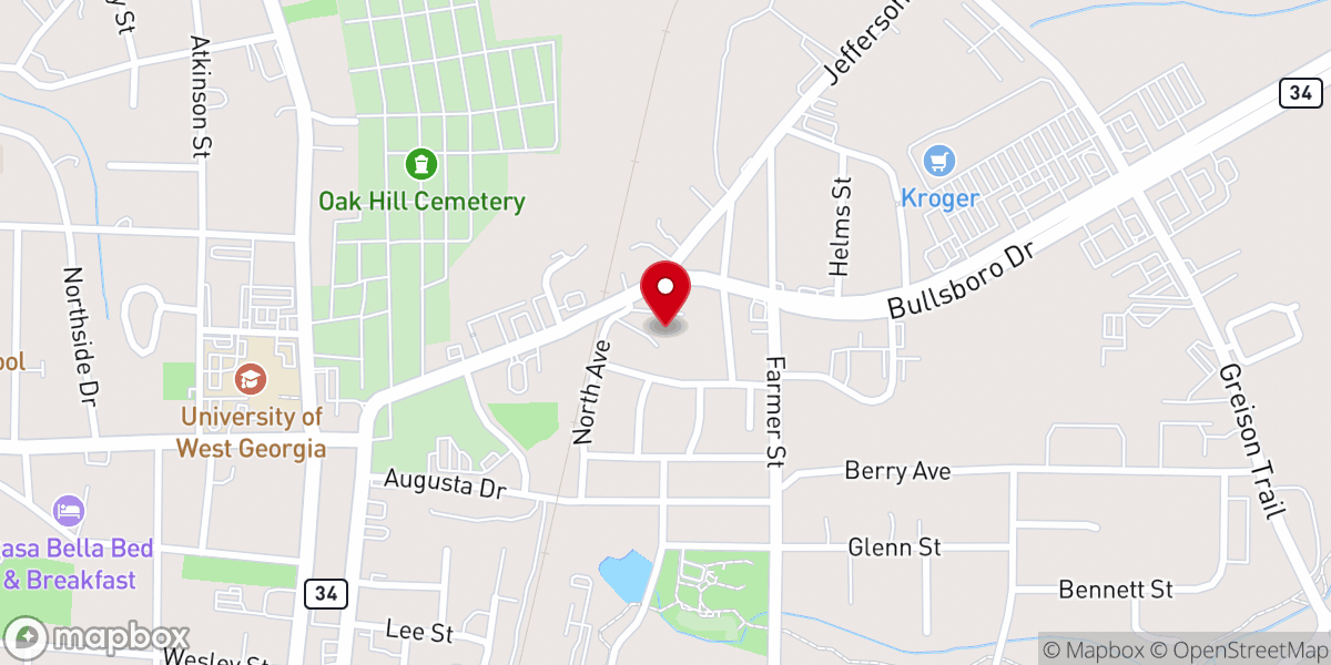 Map showing location of Higgins Hillcrest Chapel