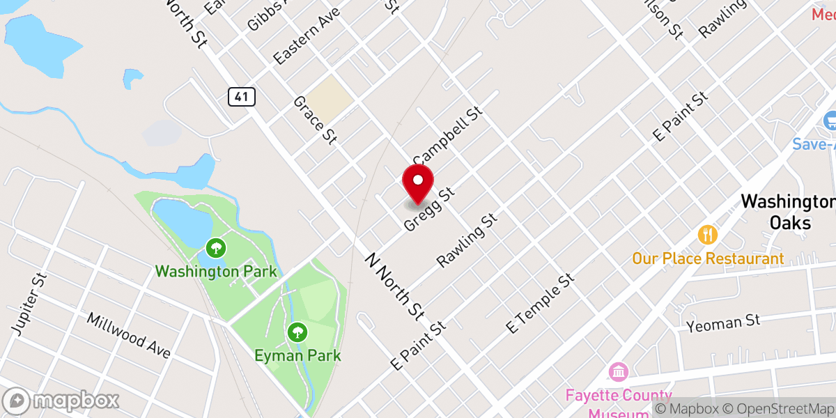 Map showing location of Gregg St Worship Center