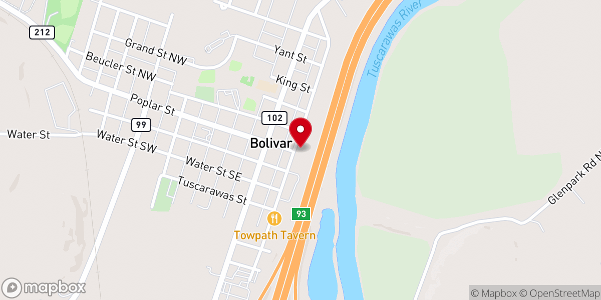 Map showing location of Bolivar Village Town Hall