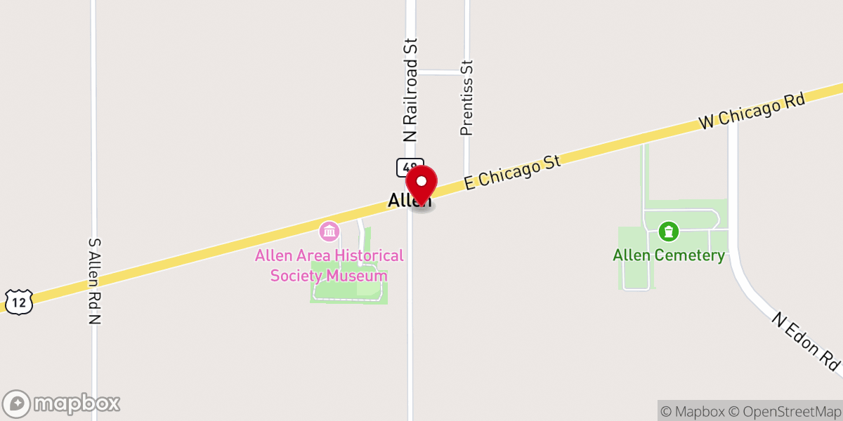 Map showing location of Allen mi