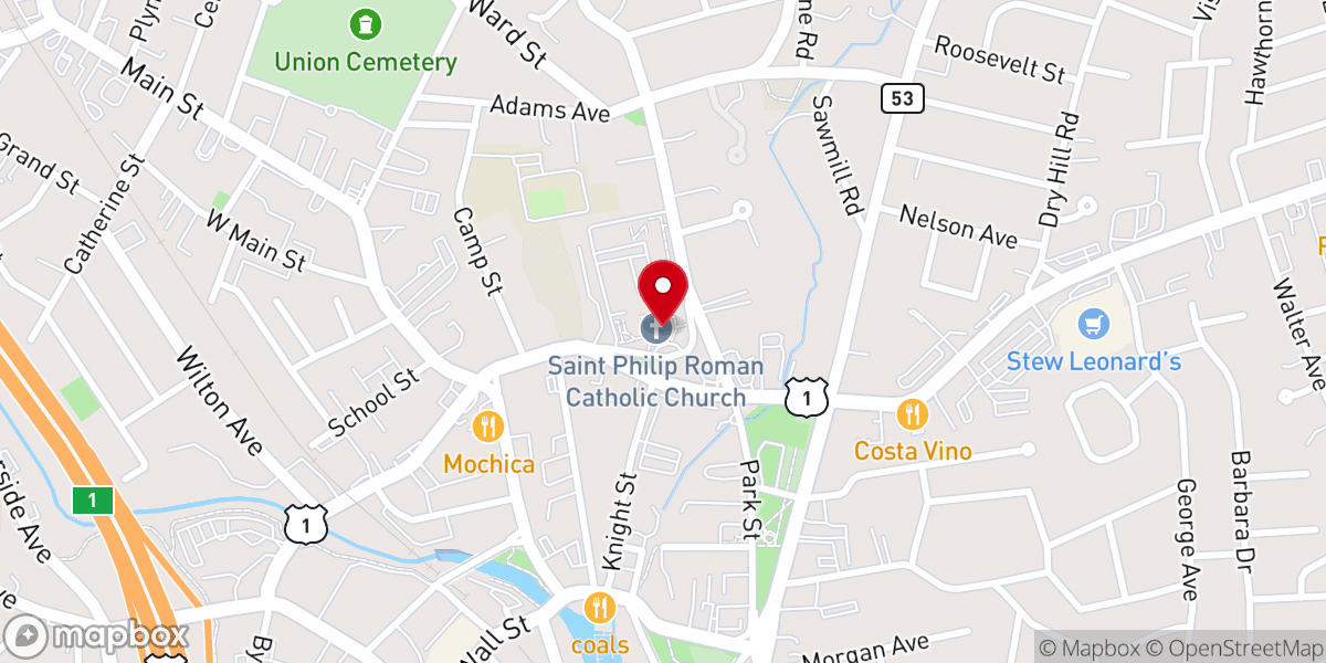 Map showing location of St Philip Church