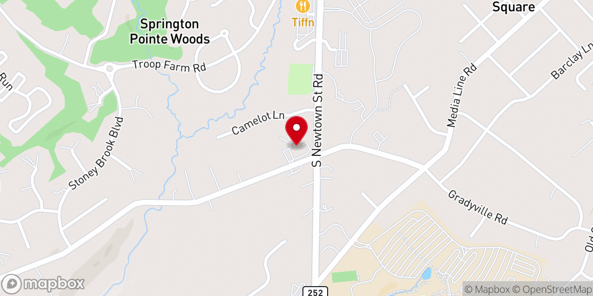 Map showing location of Spruce Street Baptist Church