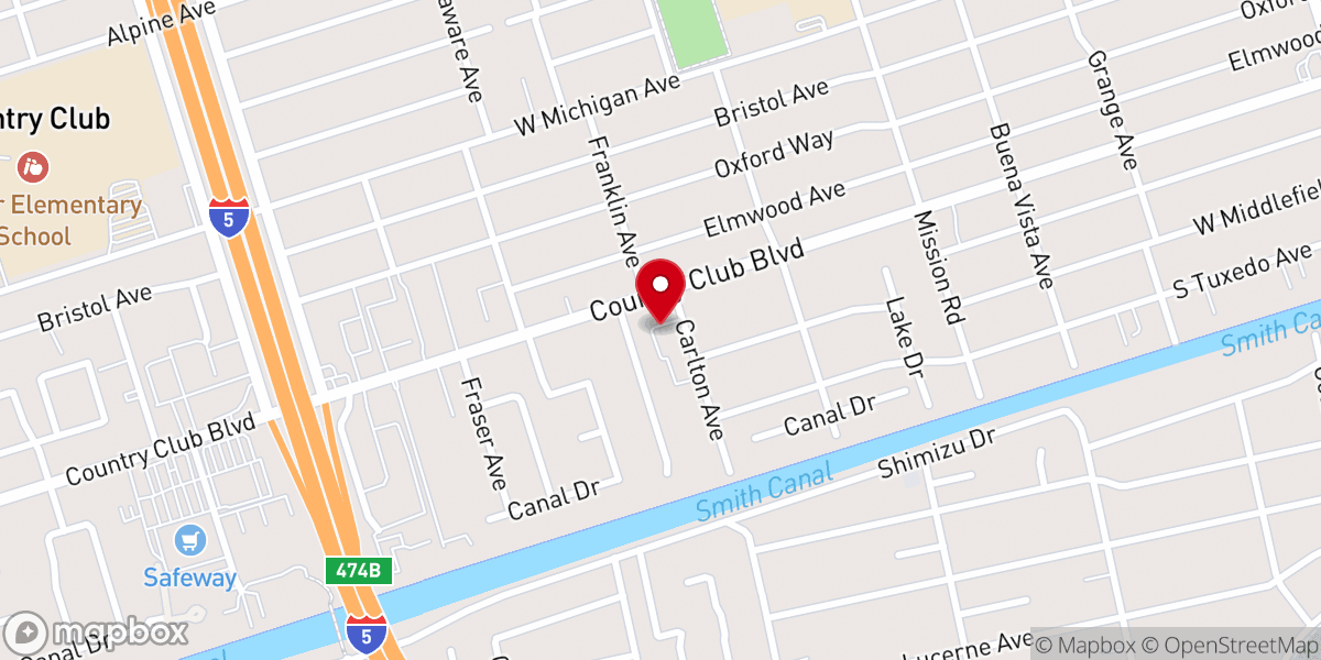 Map showing location of Stockton Chinese Baptist Church